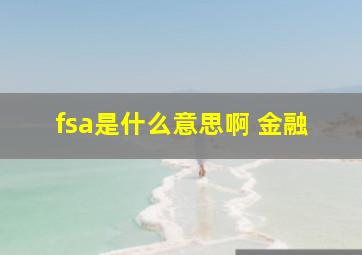 fsa是什么意思啊 金融